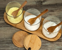 Glass bamboo lid seasoning jar set